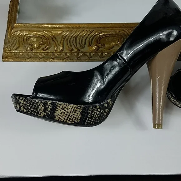 Madden Girl, black, taupe and reptile platforms - Picture 8 of 14
